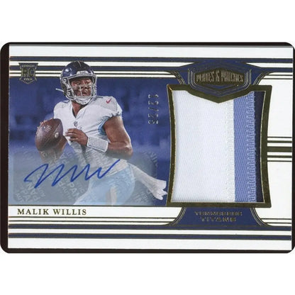 Malik Willis RPA Auto /25 2022 Panini Chronicles Plates & Patches Titans Rookie