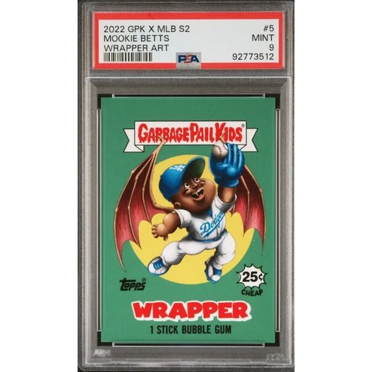 A graded 2022 GPK x MLB S2 Mookie Betts Wrapper Art card.