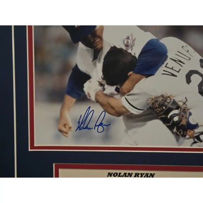 Nolan Ryan Autographed/Signed Texas Rangers 13x15 Photo Nolan Ryan And AIV COA Baseball Photo