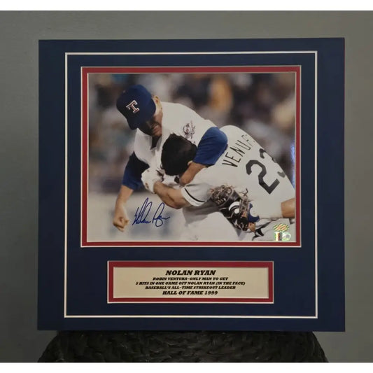 Nolan Ryan Autographed/Signed Texas Rangers 13x15 Photo Nolan Ryan And AIV COA Baseball Photo