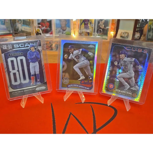 Pete Crow Armstrong 3 Card Lot (RC) 20 80 Scale Chrome Silver And Chrome Prizm