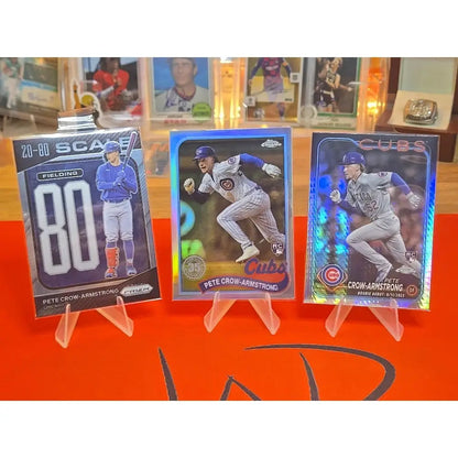 Pete Crow Armstrong 3 Card Lot (RC) 20 80 Scale Chrome Silver And Chrome Prizm