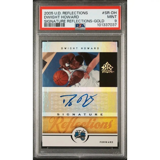 A graded 2005 Upper Deck Reflections Dwight Howard autographed basketball card.