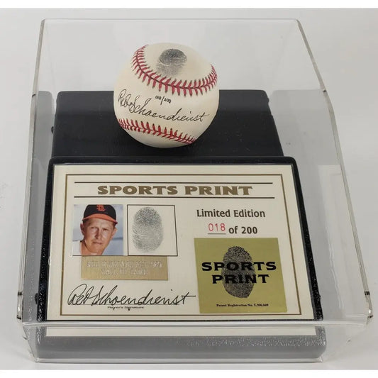 Red Schoendienst Signed Thumbprint Baseball 018/200 Display Beckett