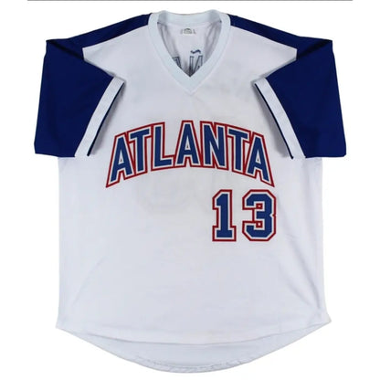 Ronald Acuna Jr. Signed White TB Pro Style Jersey w/ Blue Numbers BAS Witnessed