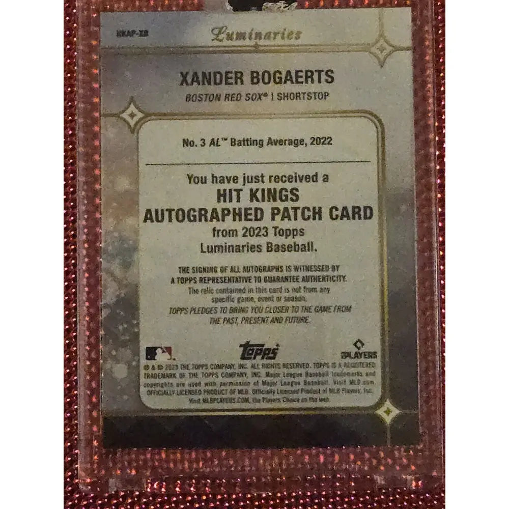 XANDER BOGAERTS 2023 TOPPS LUMINARIES HIT KINGS USED PATCH AUTO /15