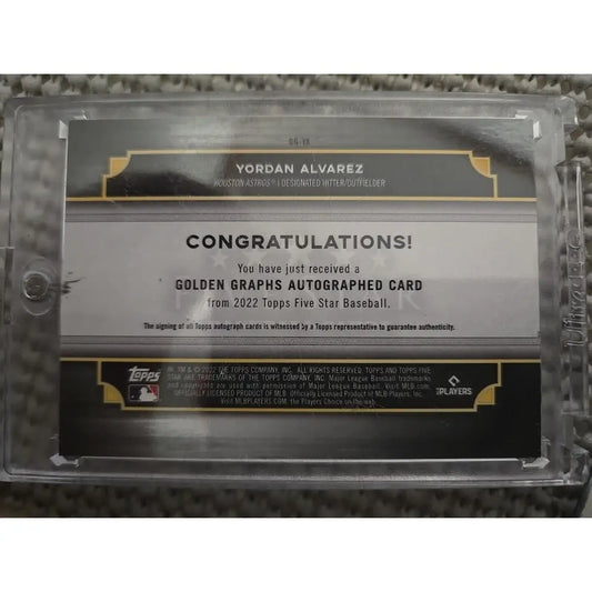 Yordan Alvarez 2022 Topps Five Star Golden Graphs Blue #GG YA /20 (AU) Baseball Card